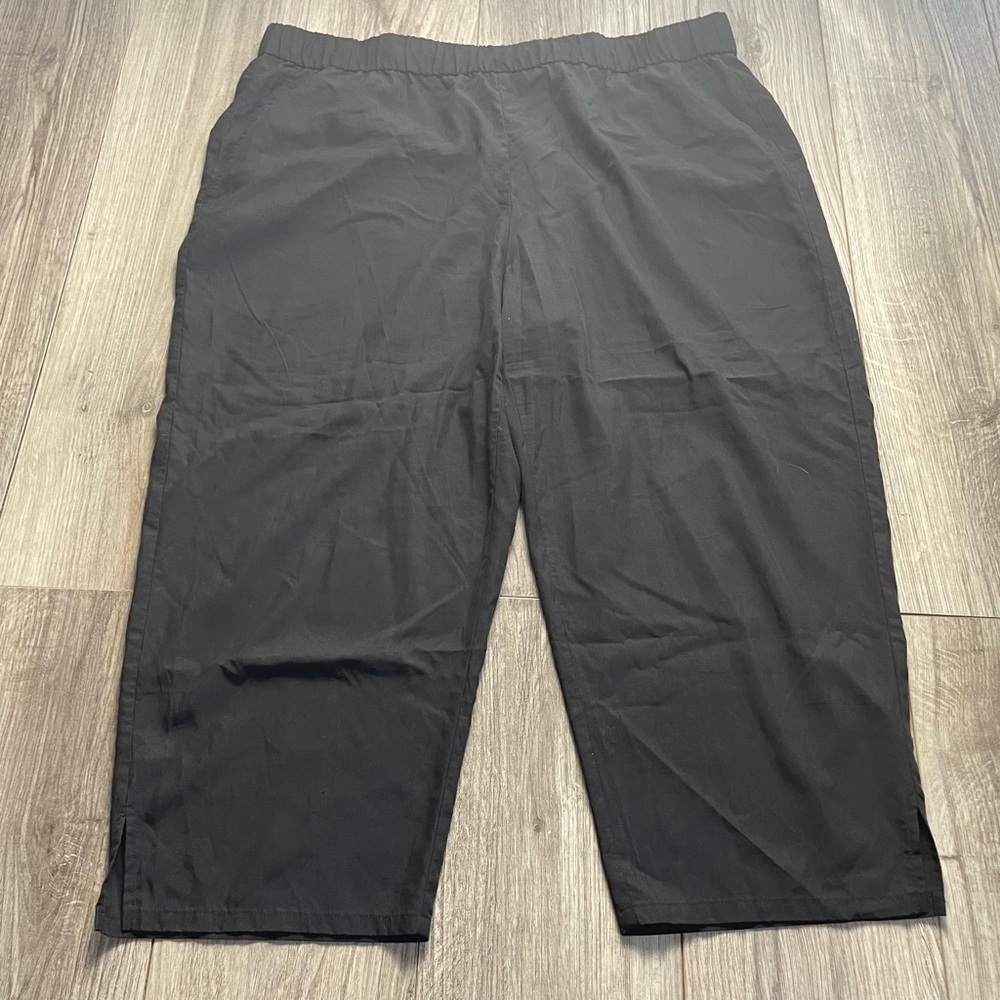 Eileen Fisher Black Wide Leg Ankle Trousers Pants